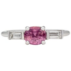 GIA No Heat 1.02 Carat Purplish-Pink Sapphire Diamond Ring