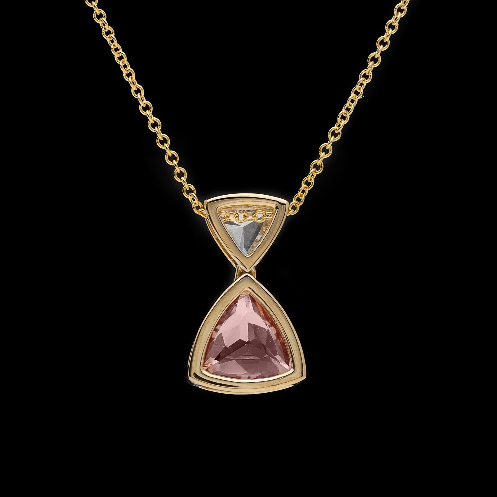 GIA No Heat 1.70 Carat Pinkish Orange Sapphire Diamond Necklace 1