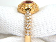 GIA No Heat 2.05CT Natural Sapphire Diamond Spanish Deco Gilt Ring Unheated 14K*
