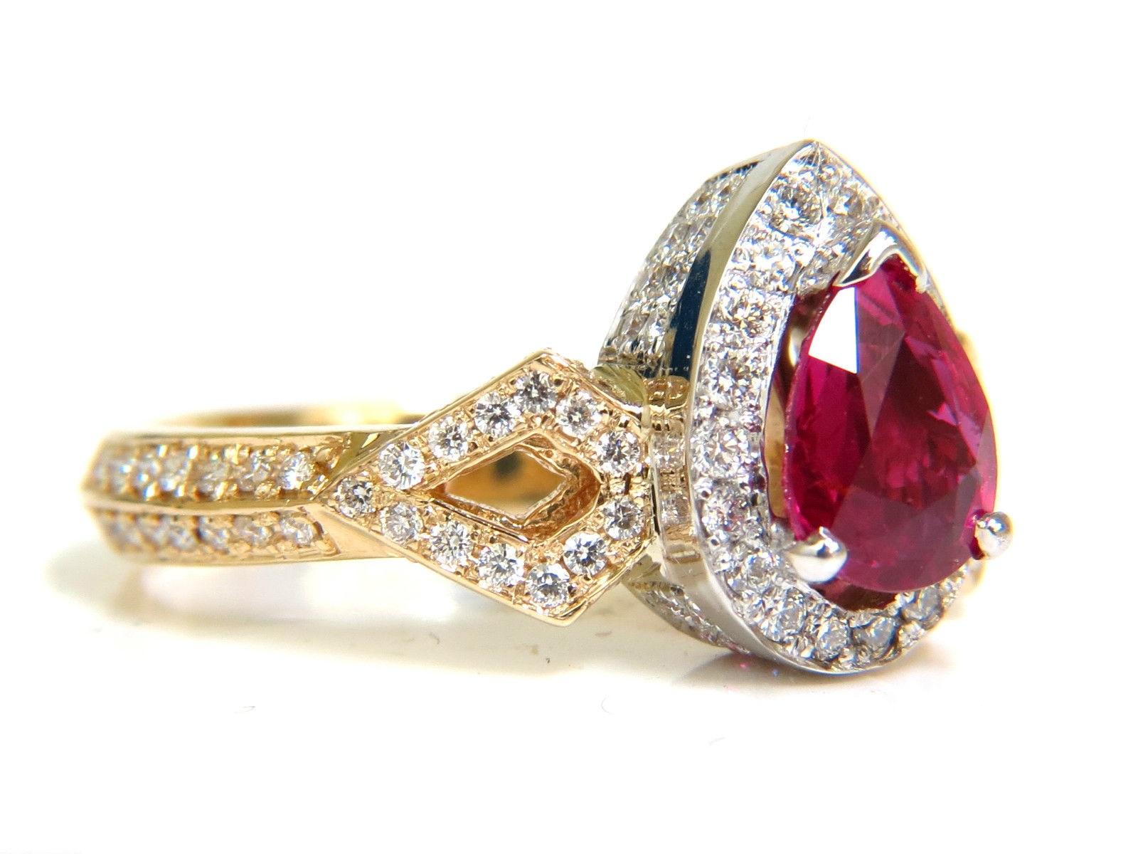GIA No Heat 2.40 Carat Natural Ruby Diamond Ring Classic Set Unheated Blood Neuf - En vente à New York, NY