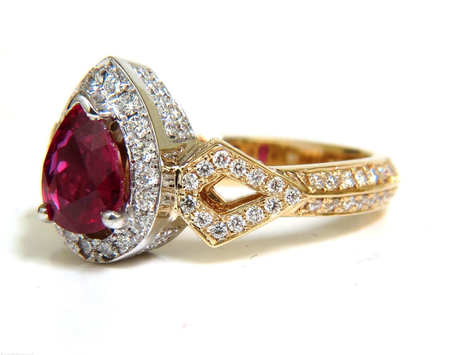 GIA No Heat 2.40 Carat Natural Ruby Diamond Ring Classic Set Unheated Blood en vente 1