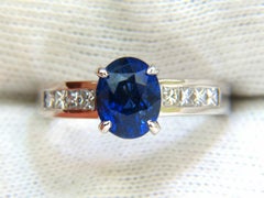 GIA No Heat 2.97 Carat Natural Gem Blue Sapphire Diamond Ring Unheated 14 Karat*