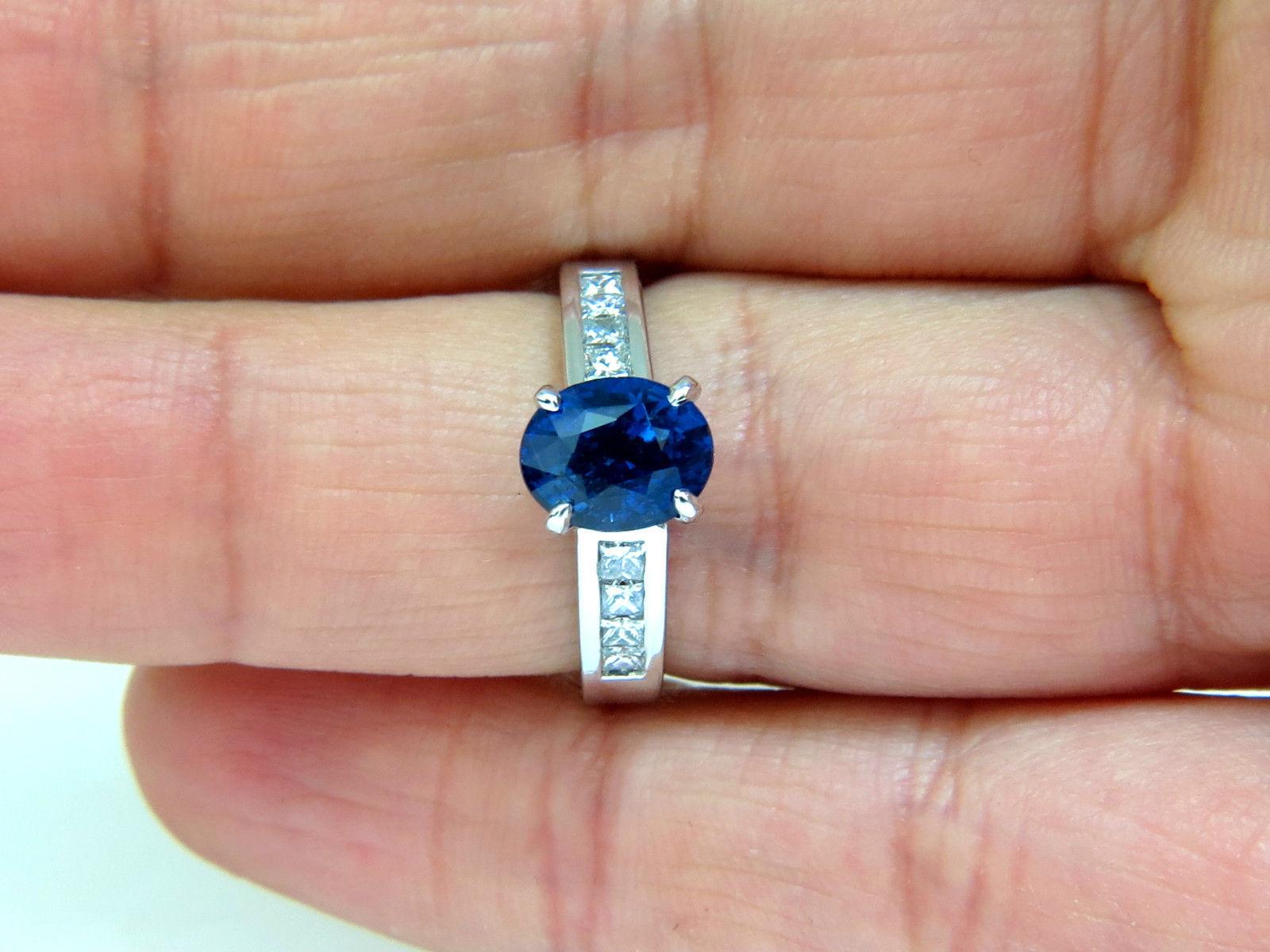 GIA No Heat 2.97 Carat Natural Gem Blue Sapphire Diamond Ring Unheated 14 Karat For Sale 2