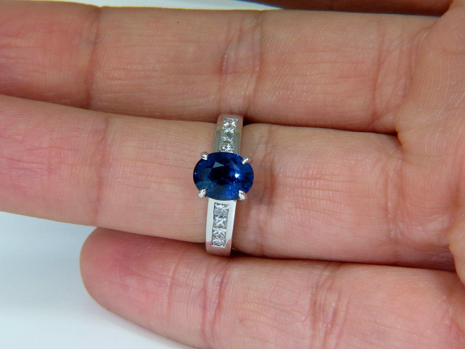 GIA No Heat 2.97 Carat Natural Gem Blue Sapphire Diamond Ring Unheated 14 Karat For Sale 3