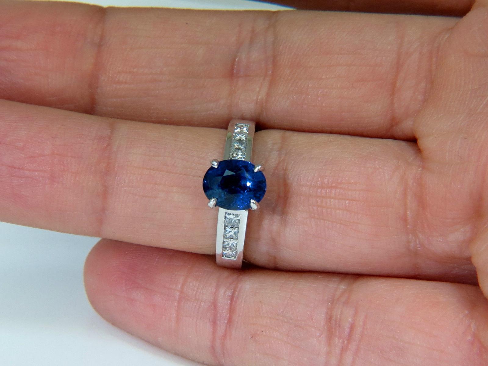 GIA Sin Calor 2,97 Quilates Gema Natural Zafiro Azul Diamante Anillo Sin Calentar 14 Quilates en venta 3