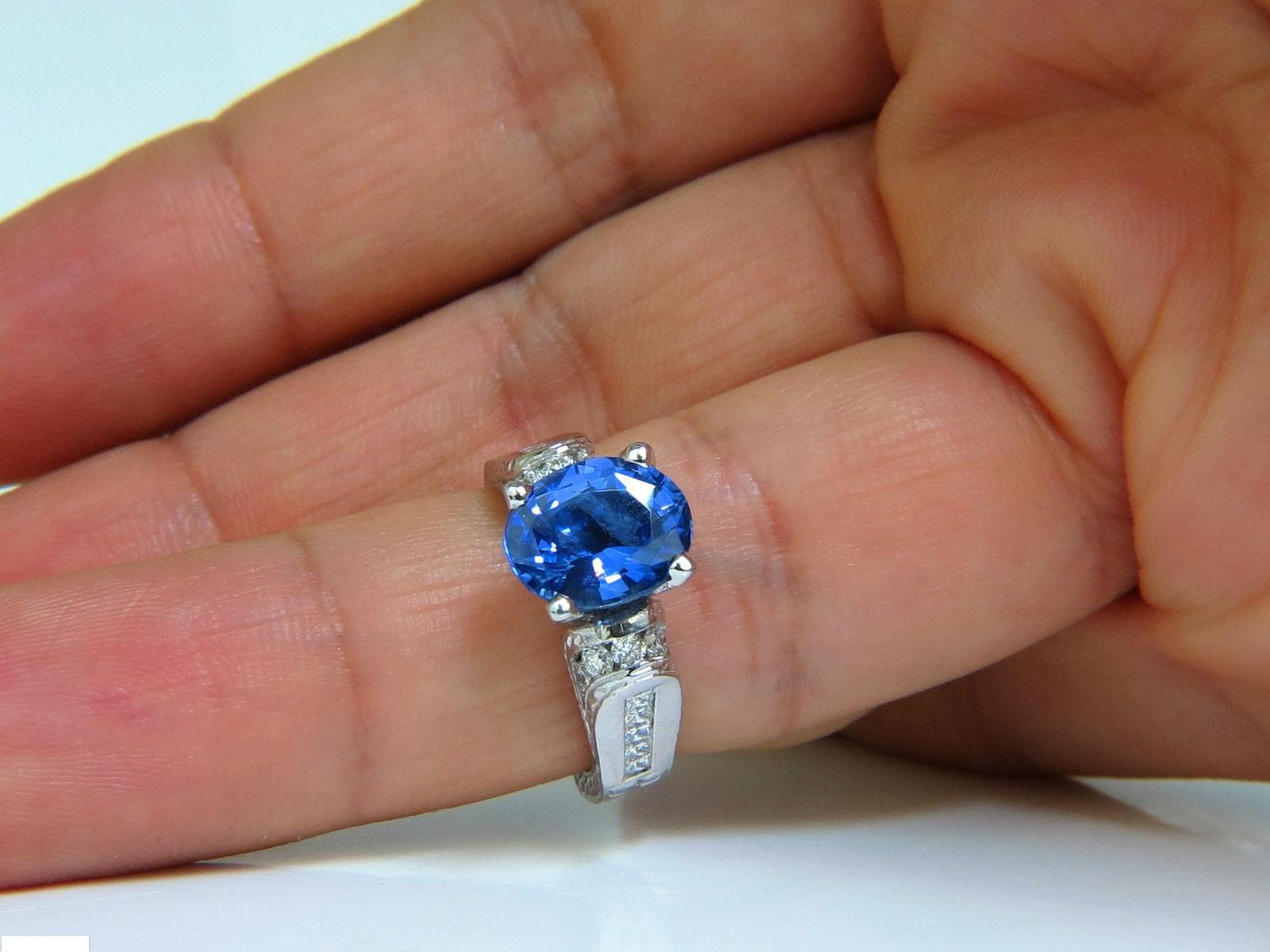 GIA No Heat 4.75 Carat Natural Sapphire Diamond Ring A+ Cornflower Unheated 1