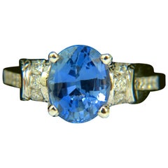 GIA No Heat 4.75 Carat Natural Sapphire Diamond Ring A+ Cornflower Unheated