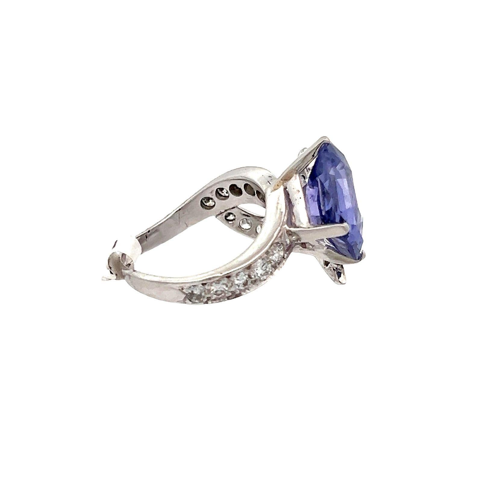 GIA No-Heat Color Change Sapphire and Diamond Cocktail Ring For Sale 3