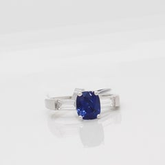 GIA No Heat Kashmir Blue Sapphire and Diamond Ring in 18k White Gold