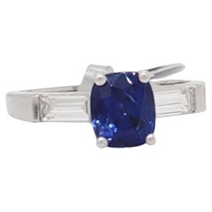 GIA No Heat Kashmir Blue Sapphire and Diamond Ring in 18k White Gold