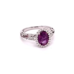 GIA No Heat Kashmir Natural Ceylon Pink Sapphire 18k White Gold Ring