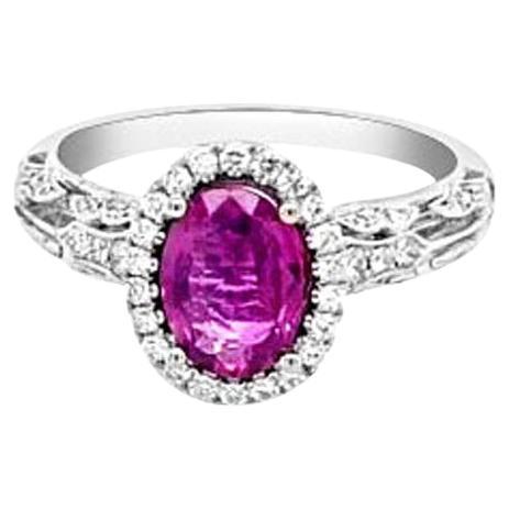 GIA No Heat Kashmir Natural Ceylon Pink Sapphire 18k White Gold Ring For Sale