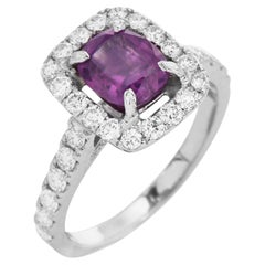 GIA No Heat Kashmir Pink Sapphire Cushion Cut 18K Engagement Ring