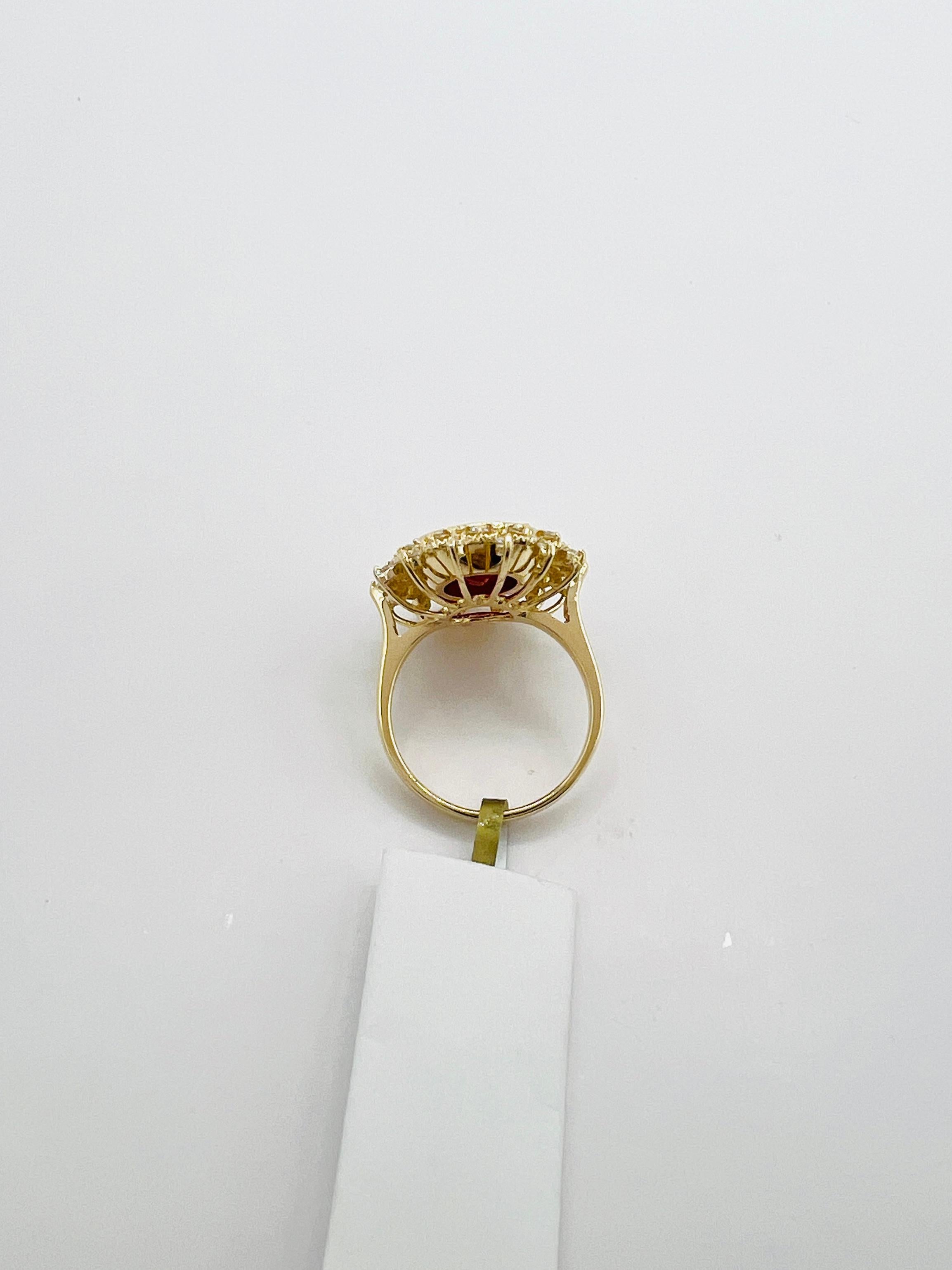 GIA No Heat Mozambique 5 Carat Ruby Oval and White Diamond Ring in 18K In New Condition For Sale In Los Angeles, CA