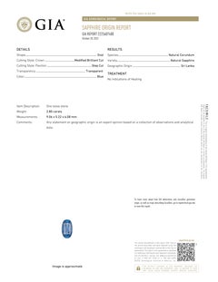 GIA Certified No Heat Natural Sapphire Origin Sri Lanka Weighing 2.80 Carat