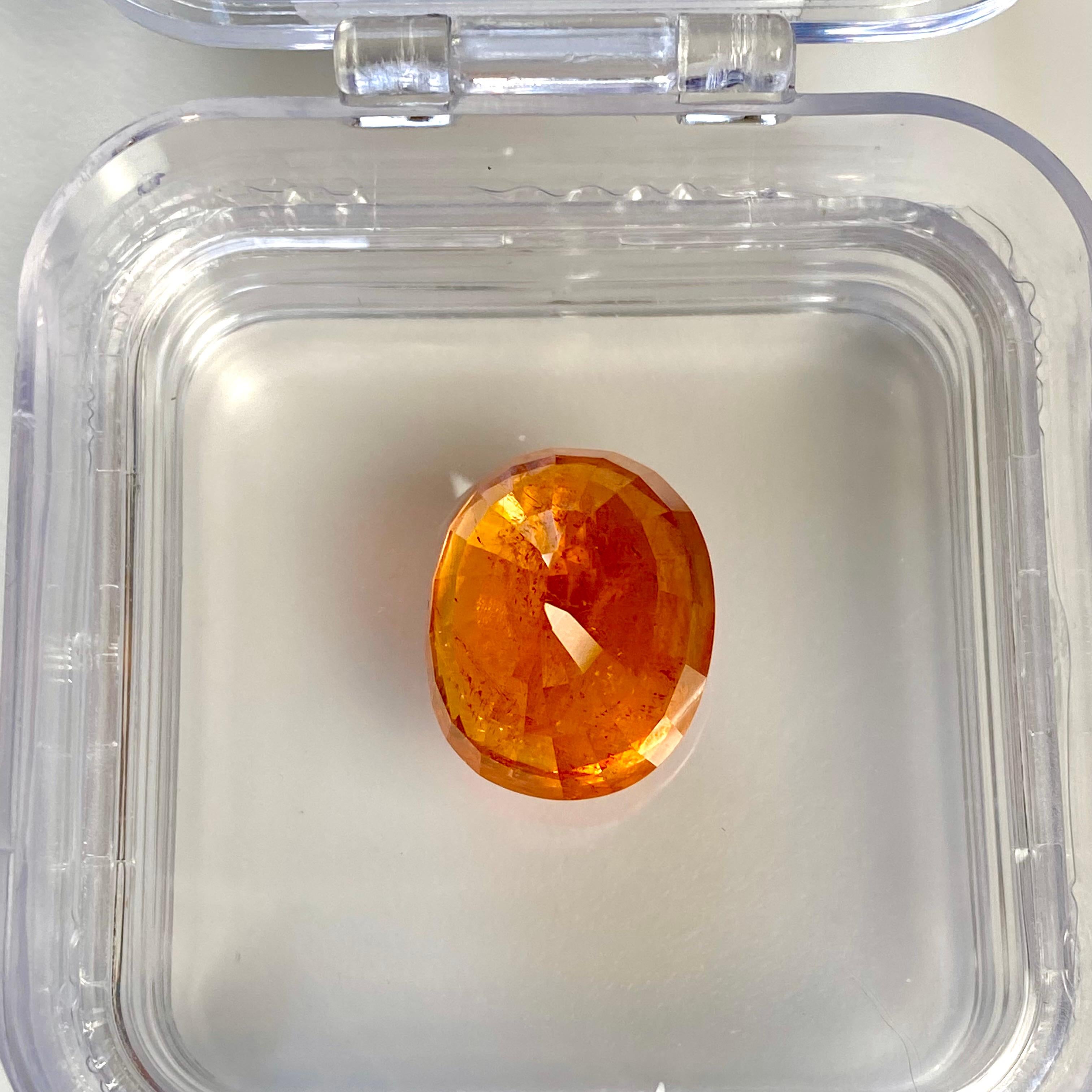 GIA No Heat Natural Transparent Orange Spessartite Garnet Weighing 27.88 Carats  In New Condition In New York, NY