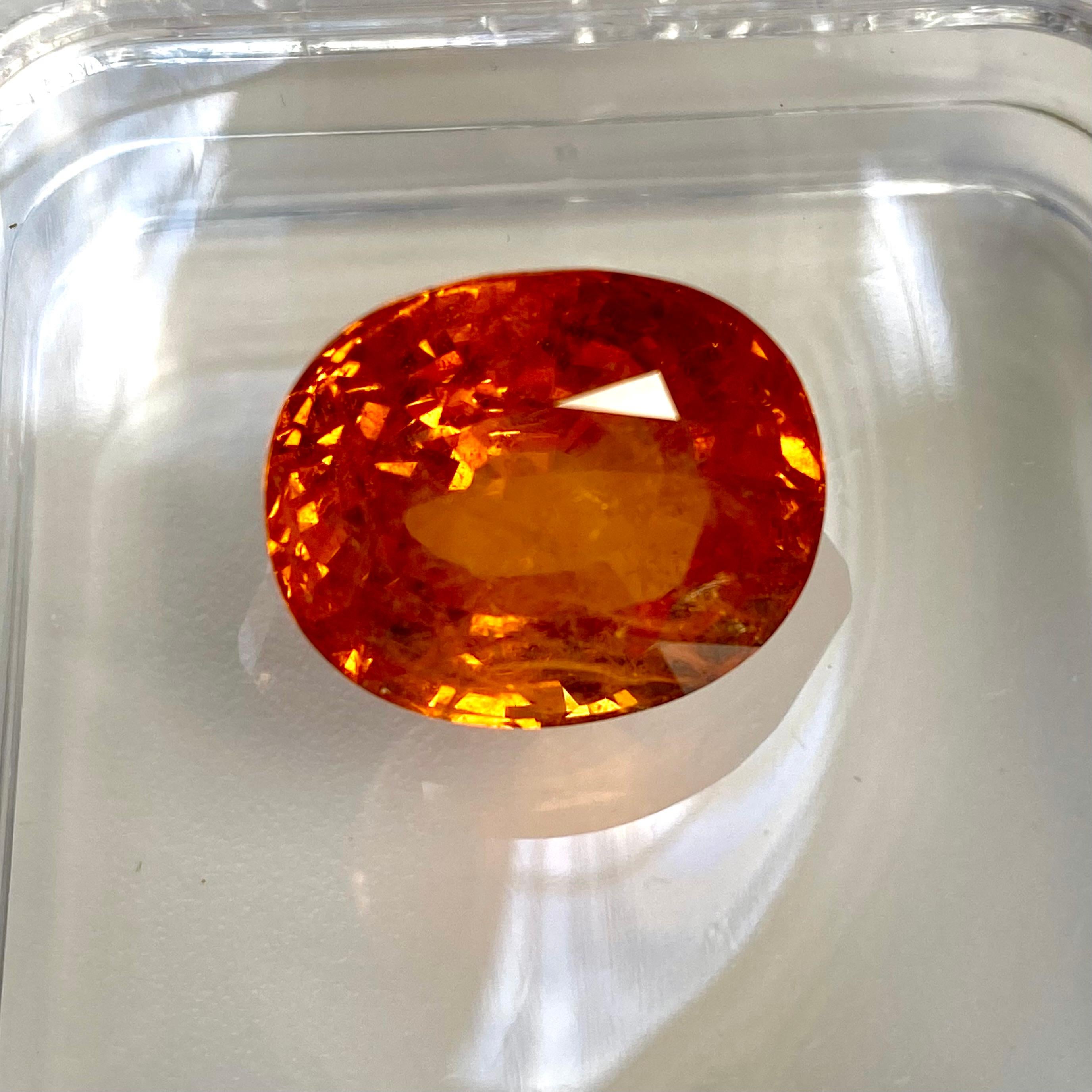 Women's or Men's GIA No Heat Natural Transparent Orange Spessartite Garnet Weighing 27.88 Carats 