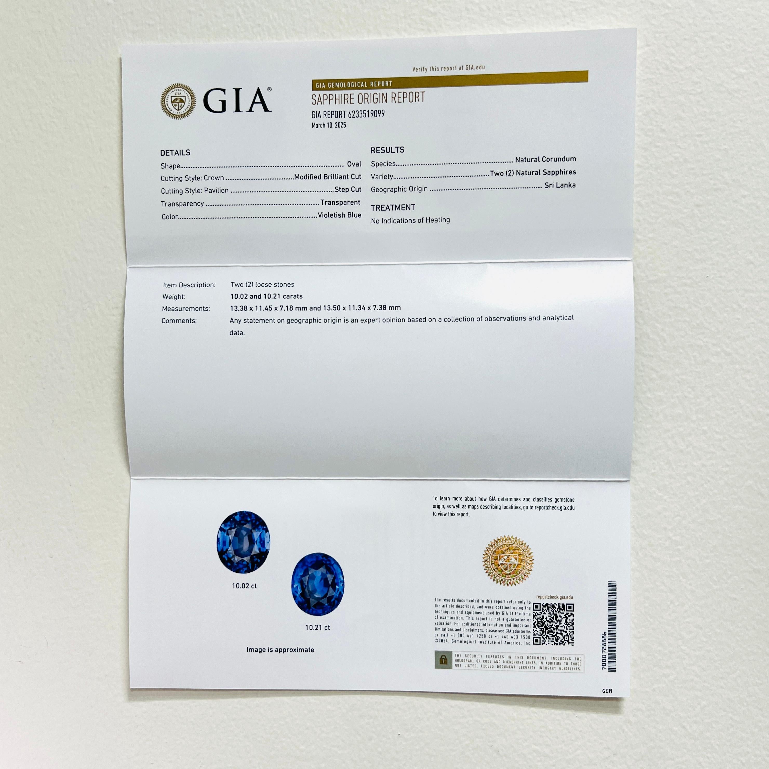 GIA No Heat Sapphire and White Diamond Dangle Earrings in 18K Yellow Gold 3