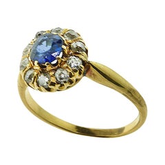 GIA No Heat Sapphire Antique Victorian Diamond Gold Ring