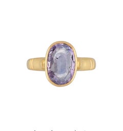 GIA No Heat Violet Sapphire Ring in 22K Gold, Vintage Estate Rarity
