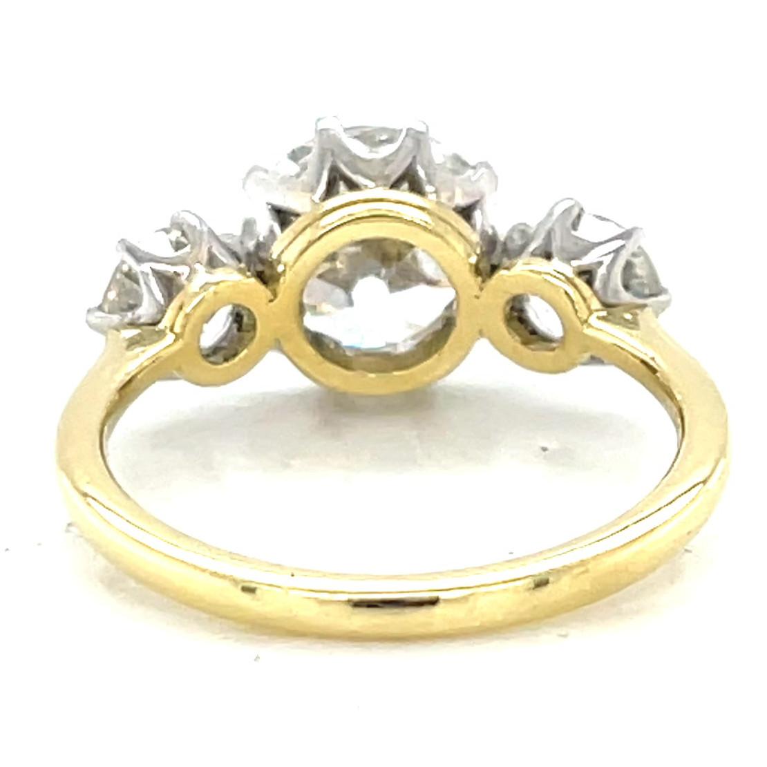 Women's or Men's GIA Old European Cut Diamond 3-Stone Engagement Ring