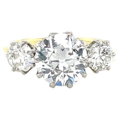 GIA Old European Cut Diamond 3-Stone Engagement Ring