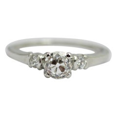 GIA Old European Diamond .84pts. Solitaire with Accent in Platinum