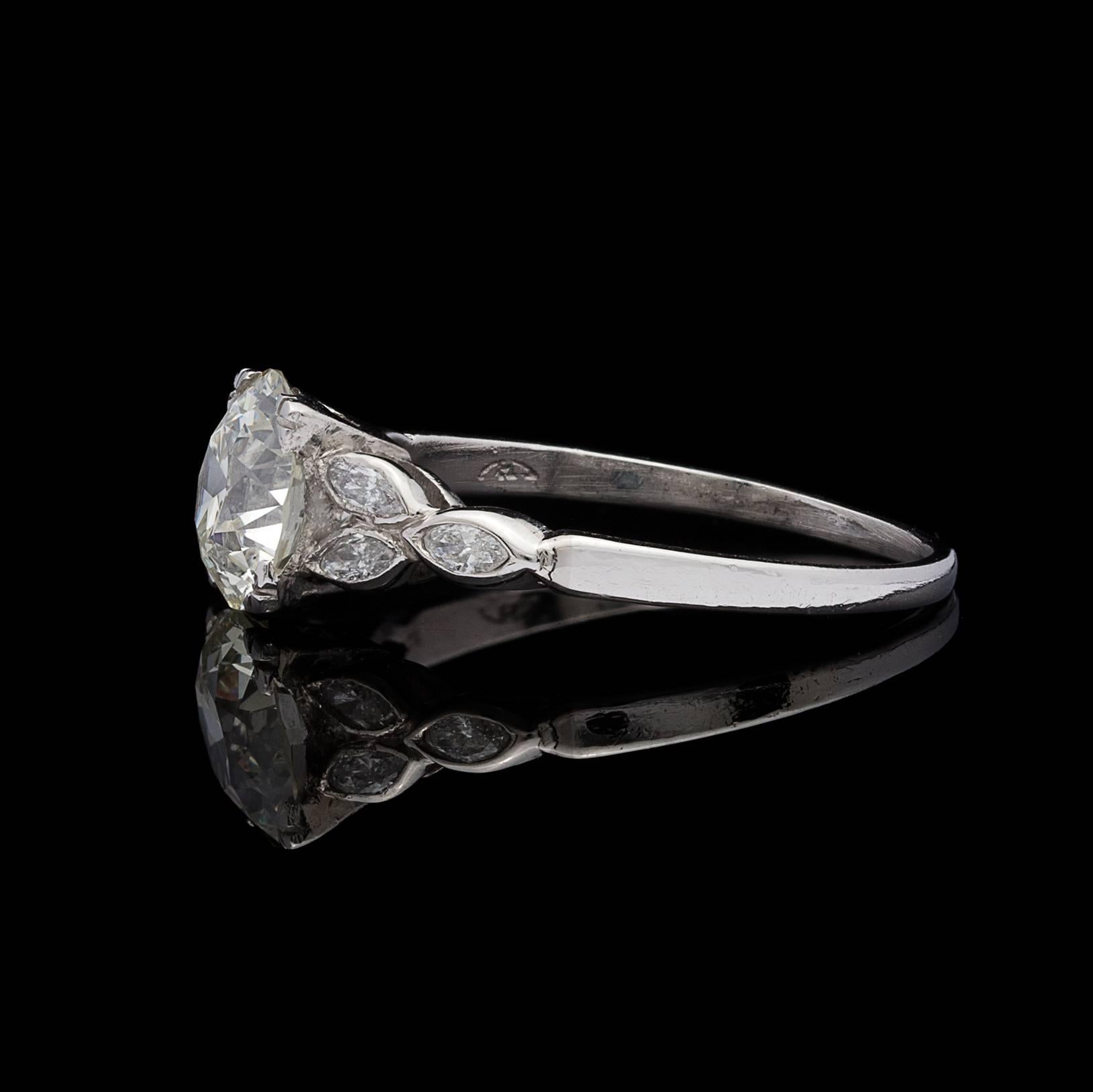 Art Deco GIA Old European Diamond Vintage Engagement Ring