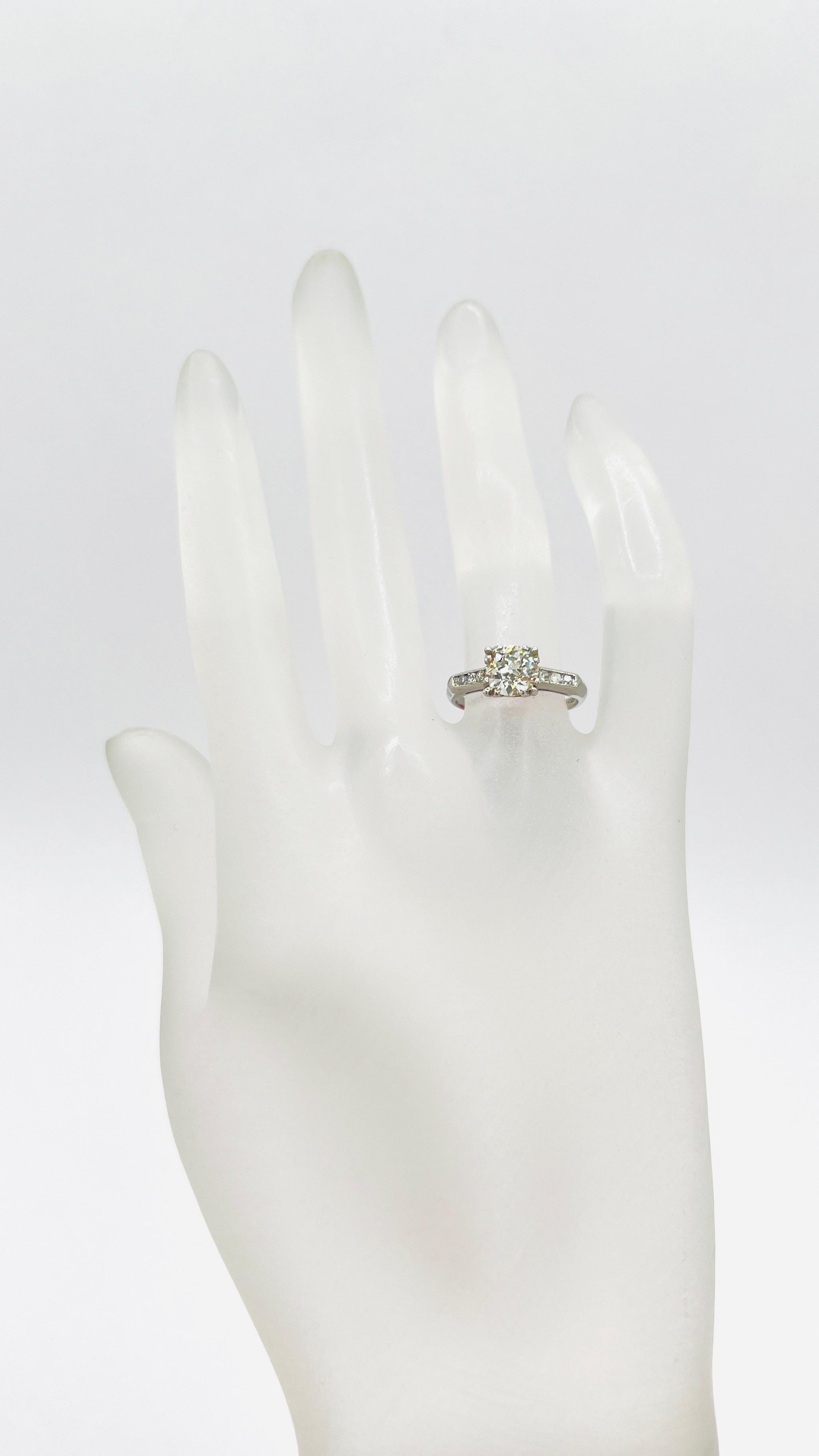 Old European Cut GIA Old European Round Diamond Ring in Platinum For Sale
