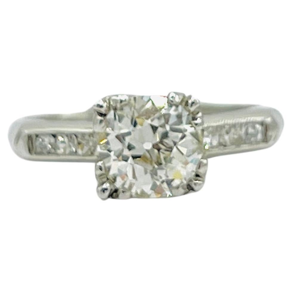 GIA Old European Round Diamond Ring in Platinum For Sale