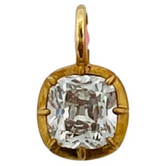 GIA Old Mine Cut Bezel Prong Pedant in 18K Yellow Gold