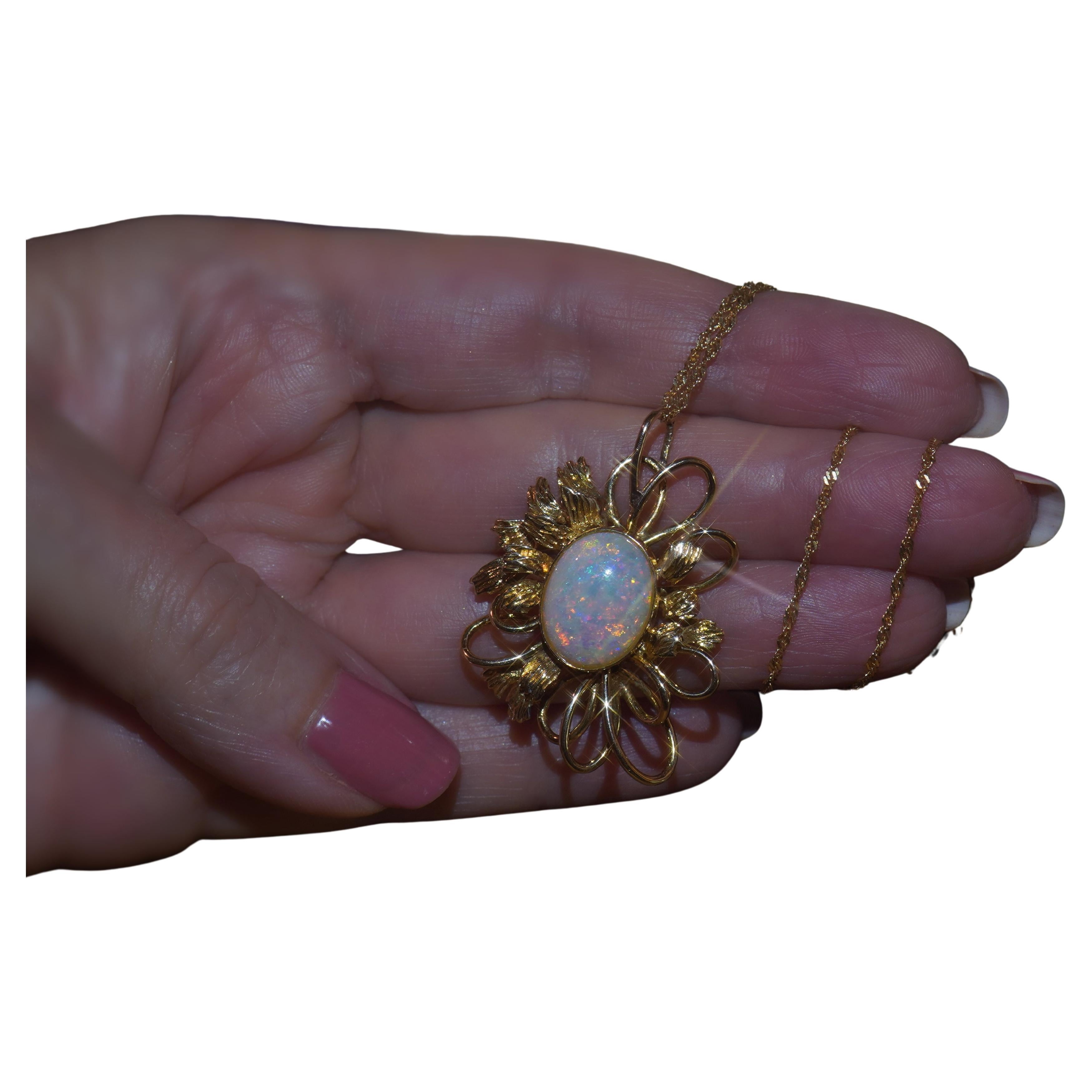 Pretty Vintage Opal & Diamond Pendant – Fetheray