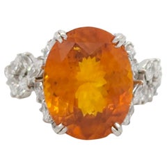 GIA Orange Sapphire and White Diamond Cocktail Ring in Platinum