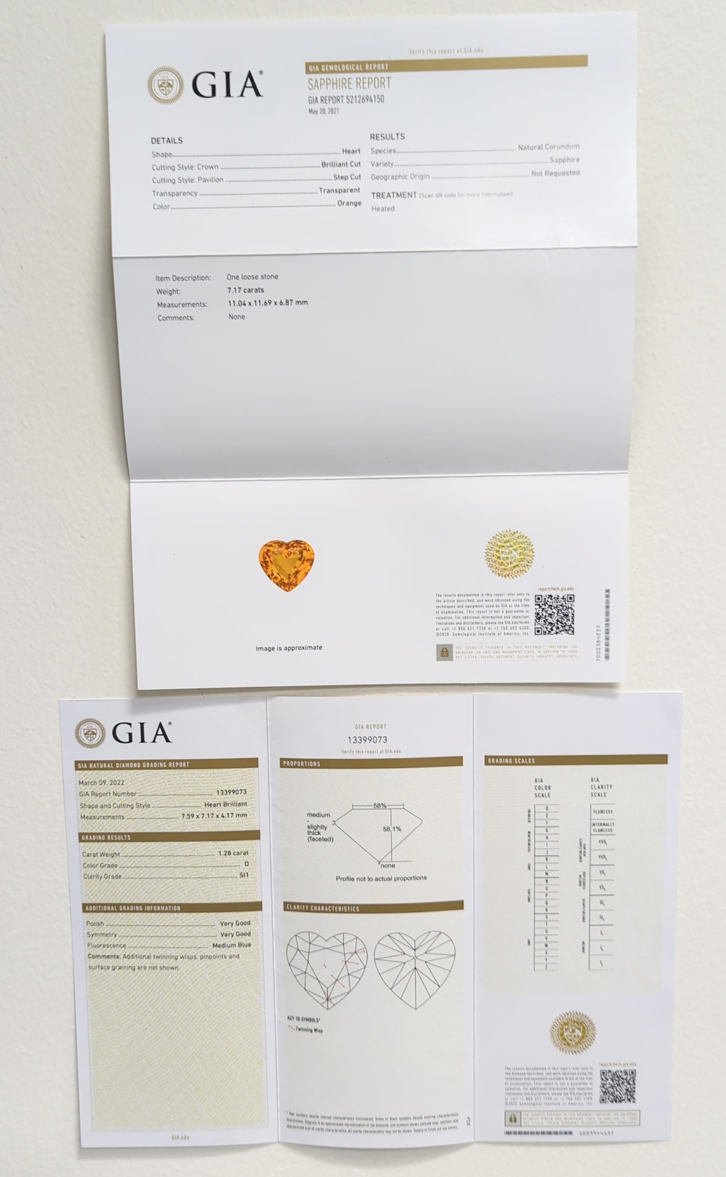 GIA Orange Sapphire and White Diamond Toi Et Moi Ring in 18K Yellow Gold For Sale 4