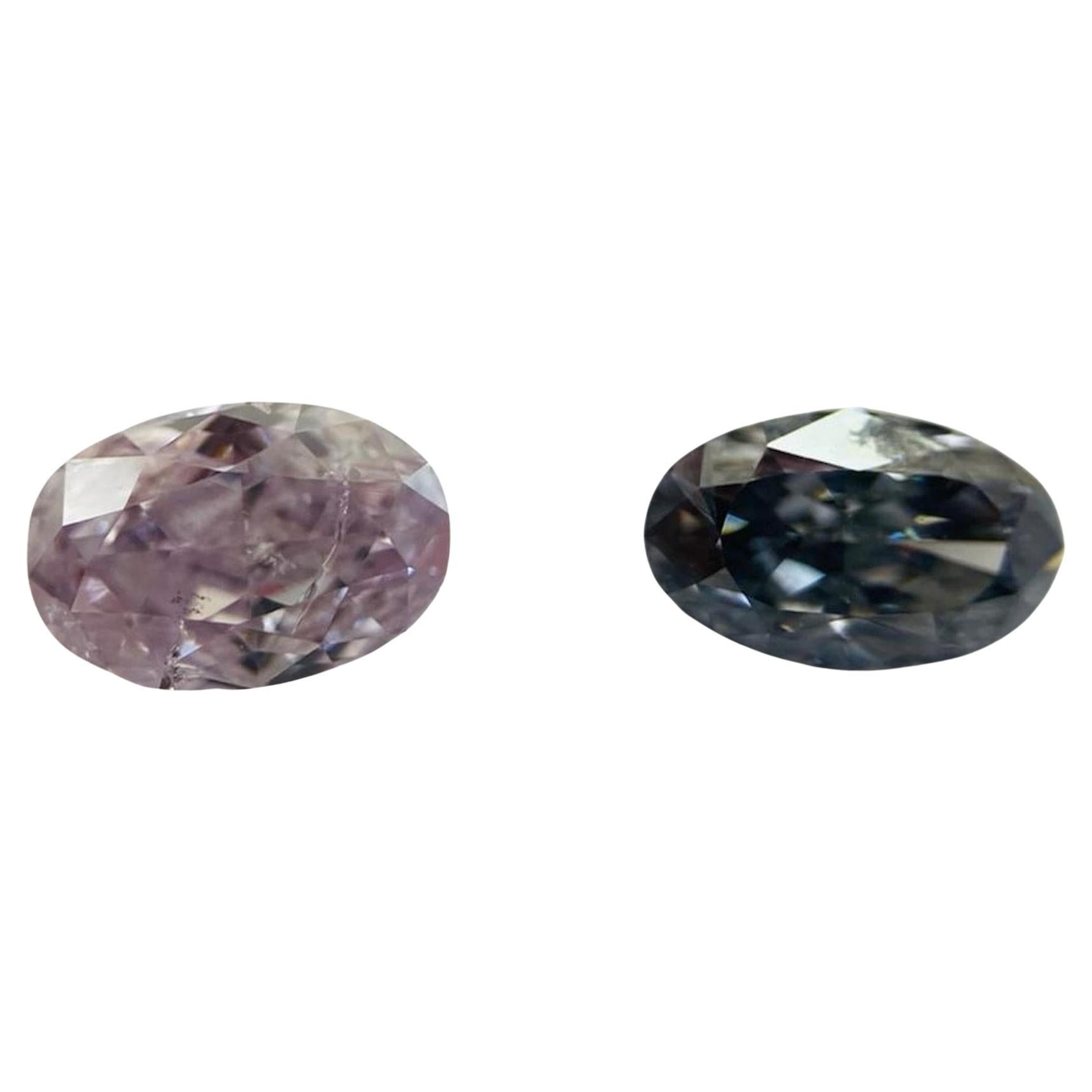 GIA Oval 0.86 Total Carat Weight Natural Loose Purplish-Pink & Blue-Green Combo For Sale