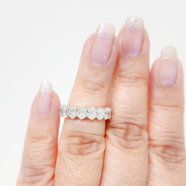 GIA Oval Cut Diamond Eternity Band Ring in 18k White Gold For Sale at ...