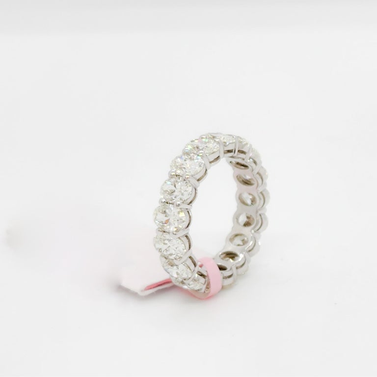 GIA Oval Cut Diamond Eternity Band Ring in 18k White Gold For Sale at ...
