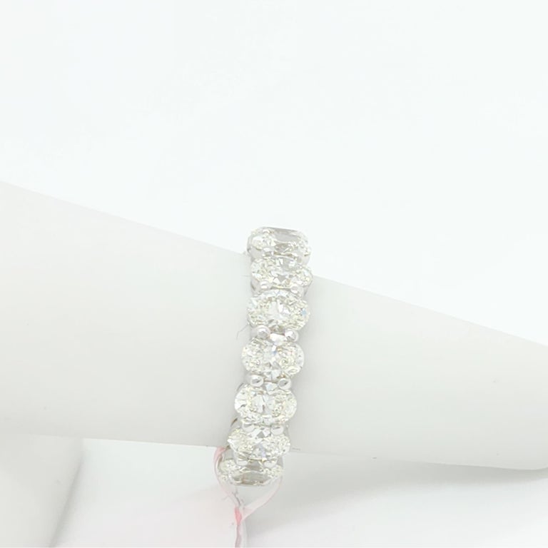 GIA Oval Cut Diamond Eternity Band Ring in 18k White Gold For Sale at ...
