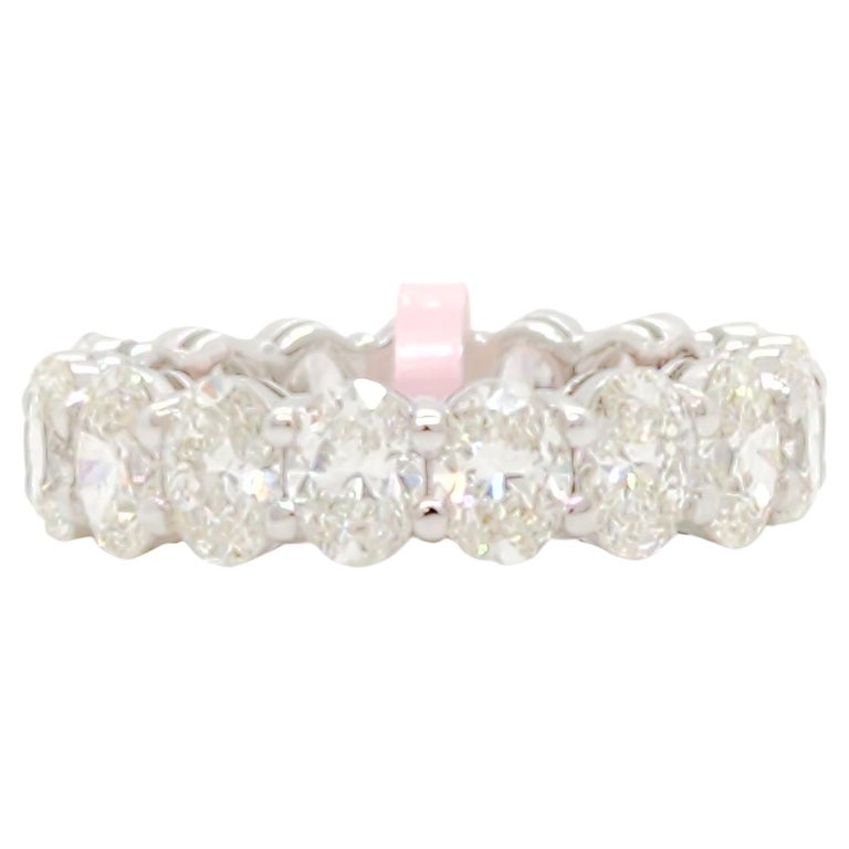 GIA Oval Cut Diamond Eternity Band Ring in 18k White Gold For Sale at ...