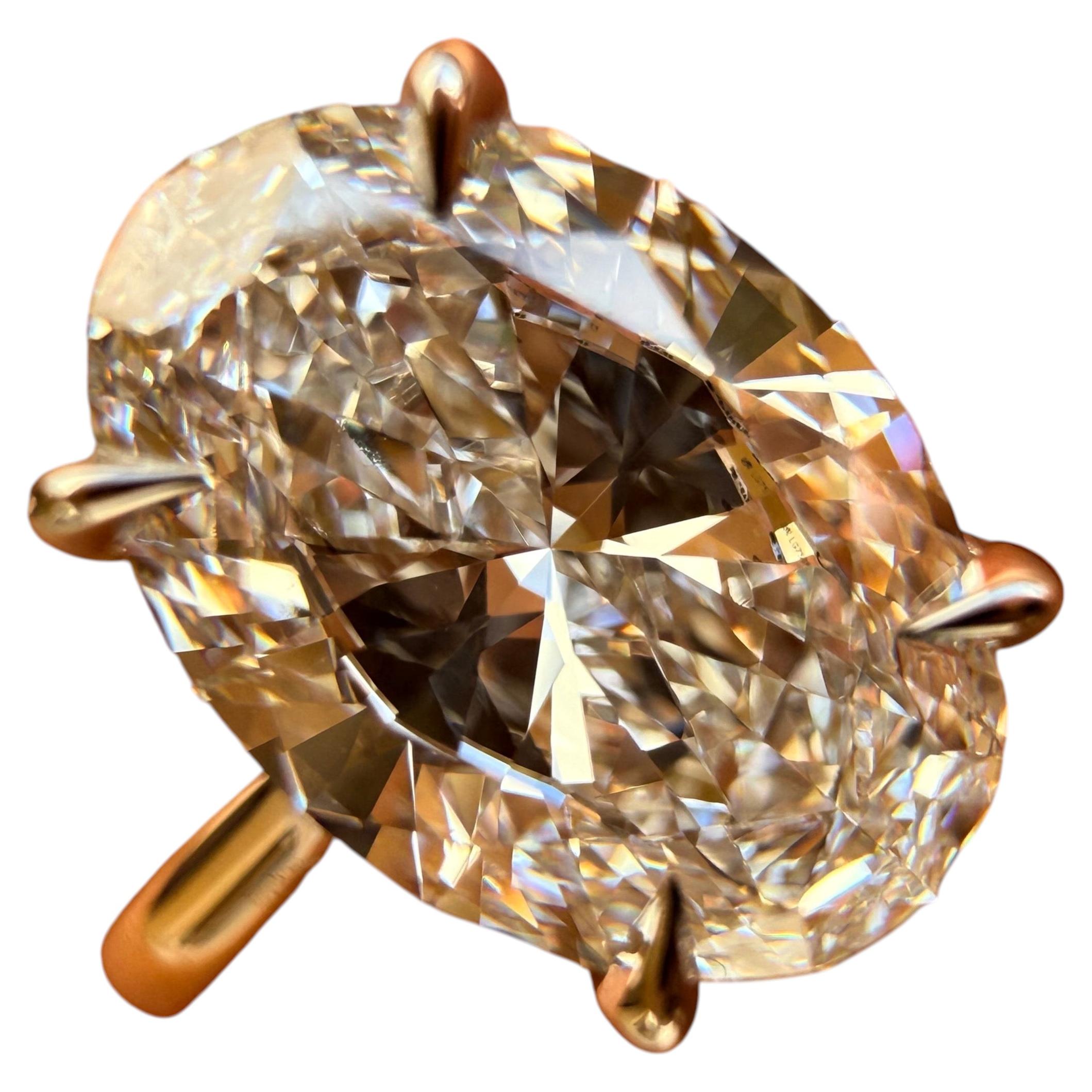 GIA Bague diamant ovale Bague deux tons en or 18KT Bague diamant 1,50 carats VS2 F en vente