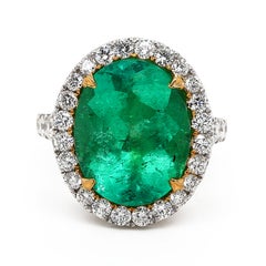 GIA Oval Emerald Ring in 18k 2 Tone