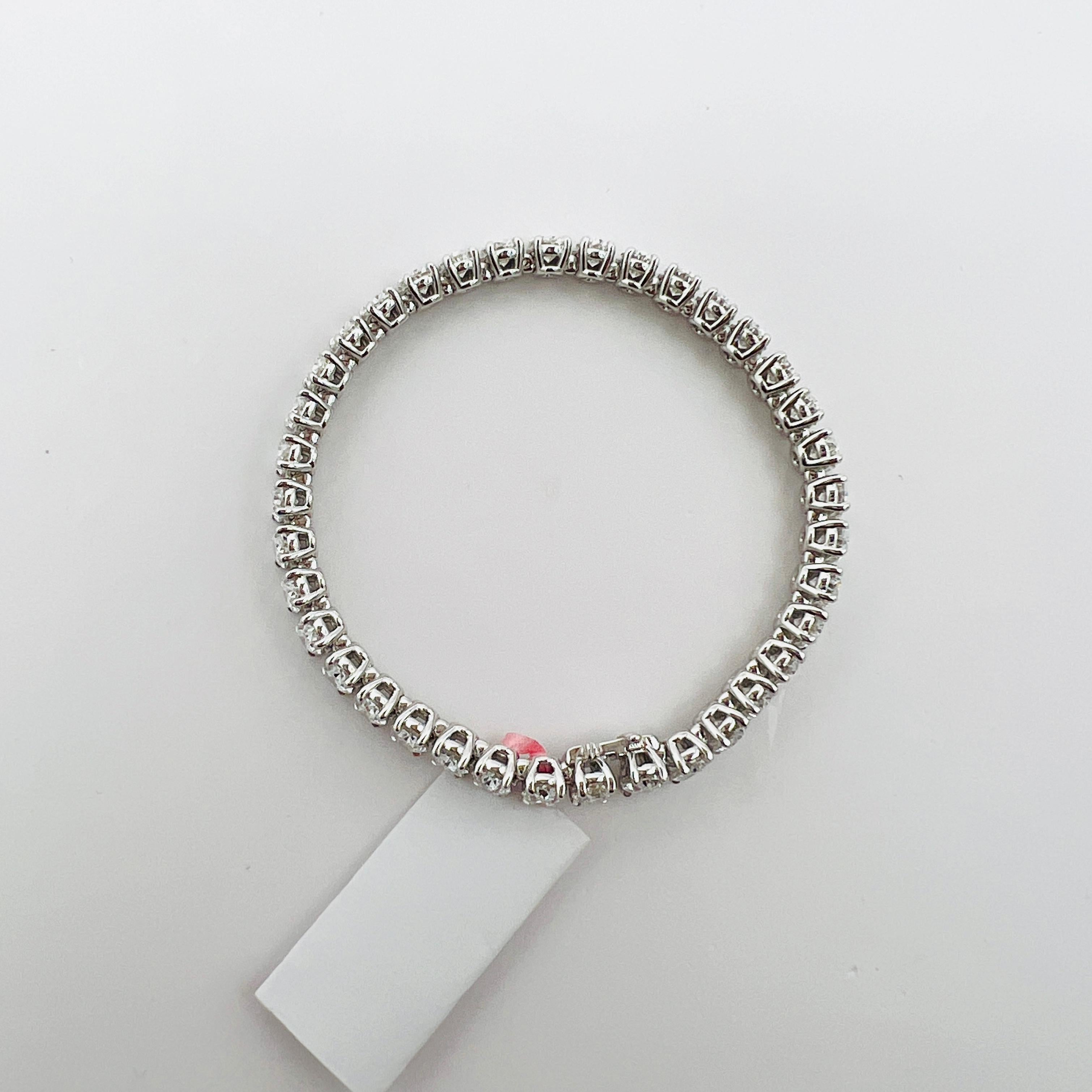 GIA Pulsera de tenis con diamantes ovalados de medio quilate cada uno en oro blanco de 18 quilates en venta 3