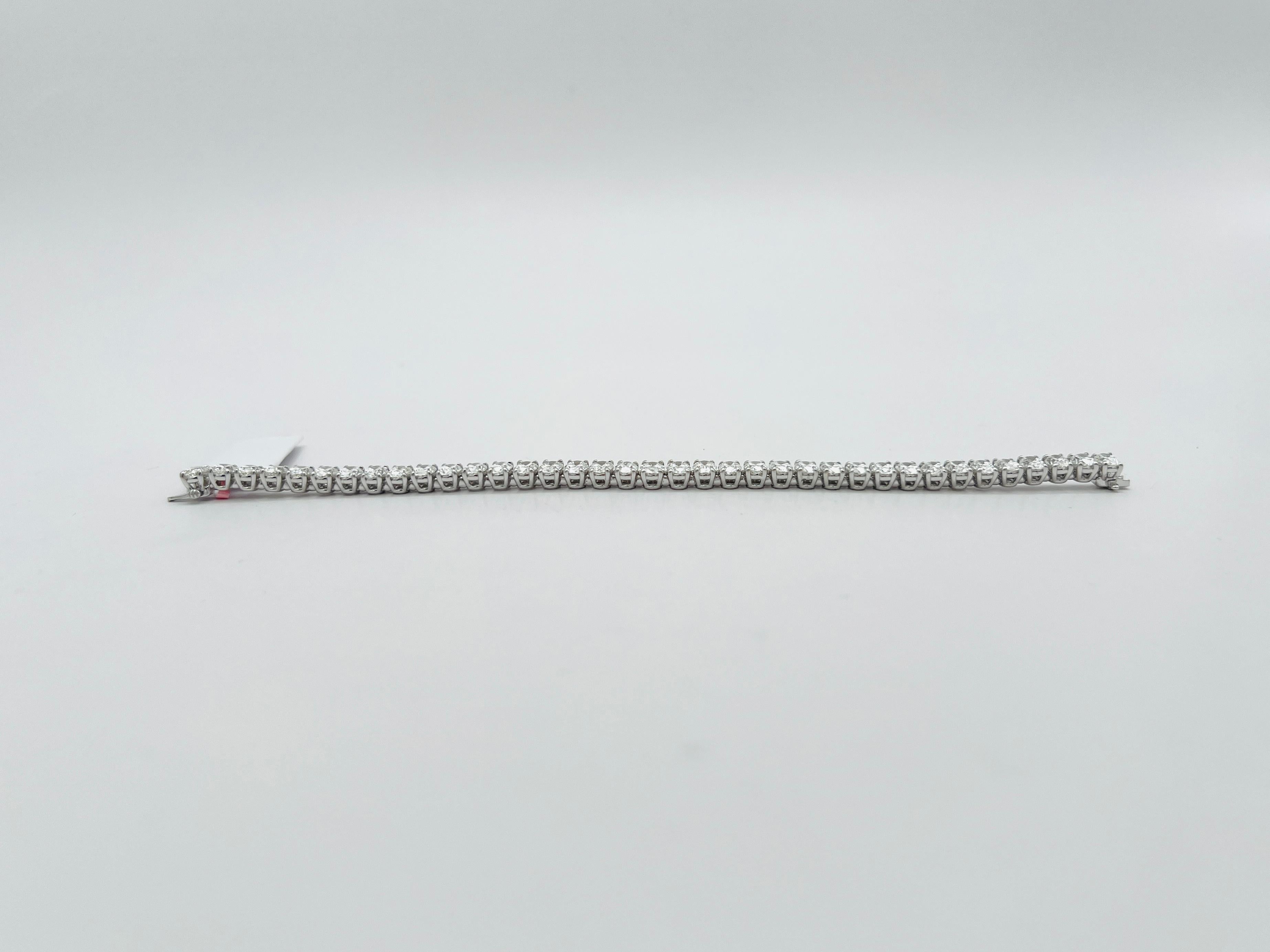 GIA Pulsera de tenis con diamantes ovalados de medio quilate cada uno en oro blanco de 18 quilates en venta 4