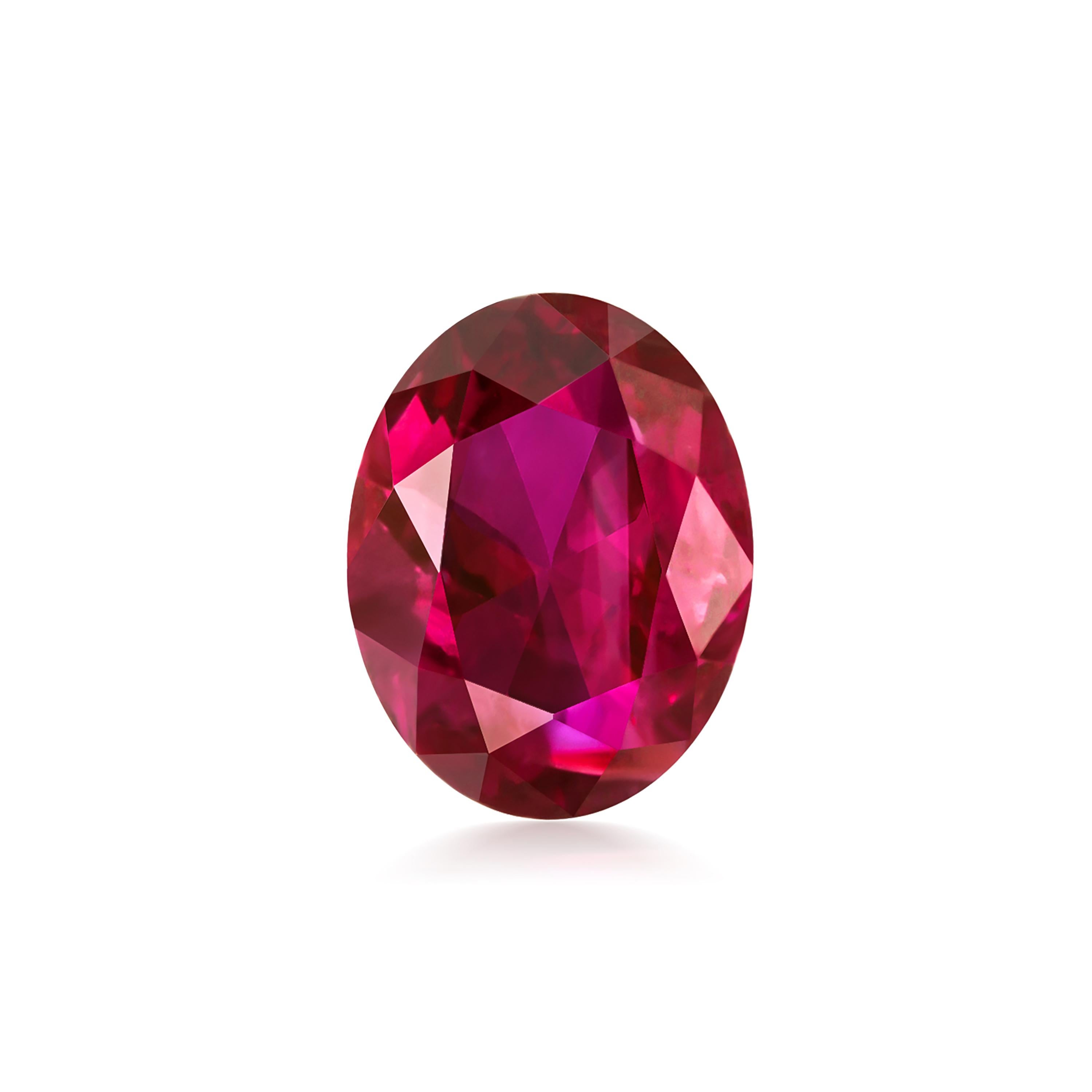 Contemporary GIA Certified Oval Ruby Natural Corundum Loose Stone Weighing 2.09 Carat Heated For Sale