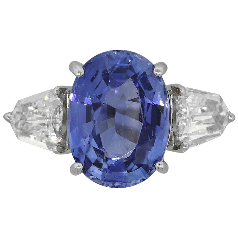 GIA Oval Sapphire Ring with Diamonds