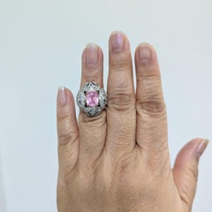 GIA Padparadscha Sapphire and White Diamond Ring in 18K Rose Gold