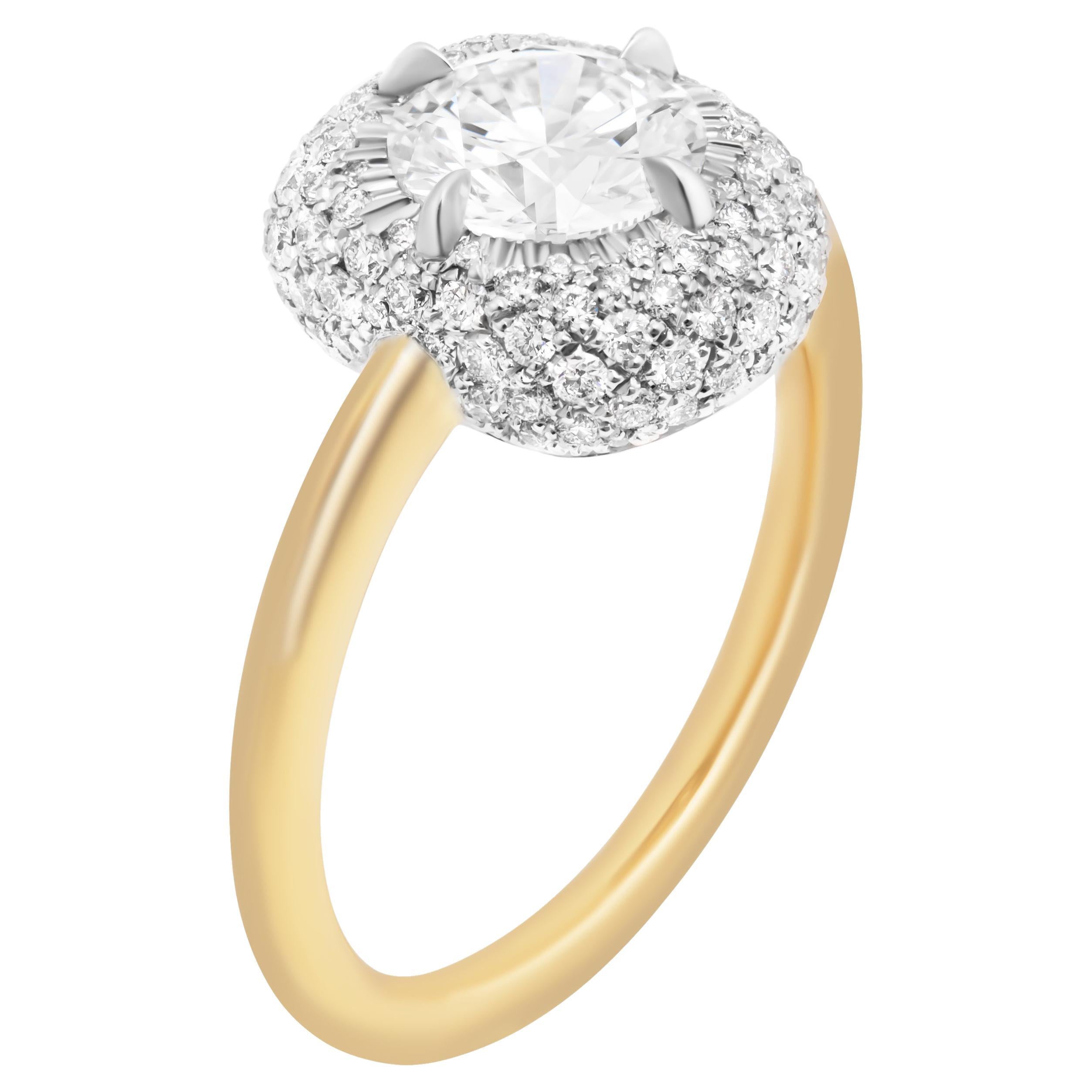 GIA Pavè Bubble Engagement Ring with 1.02ct I VS2 Round Diamond For Sale
