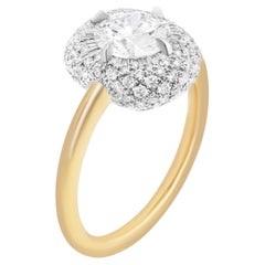 GIA Pavè Bubble Engagement Ring with 1.02ct I VS2 Round Diamond