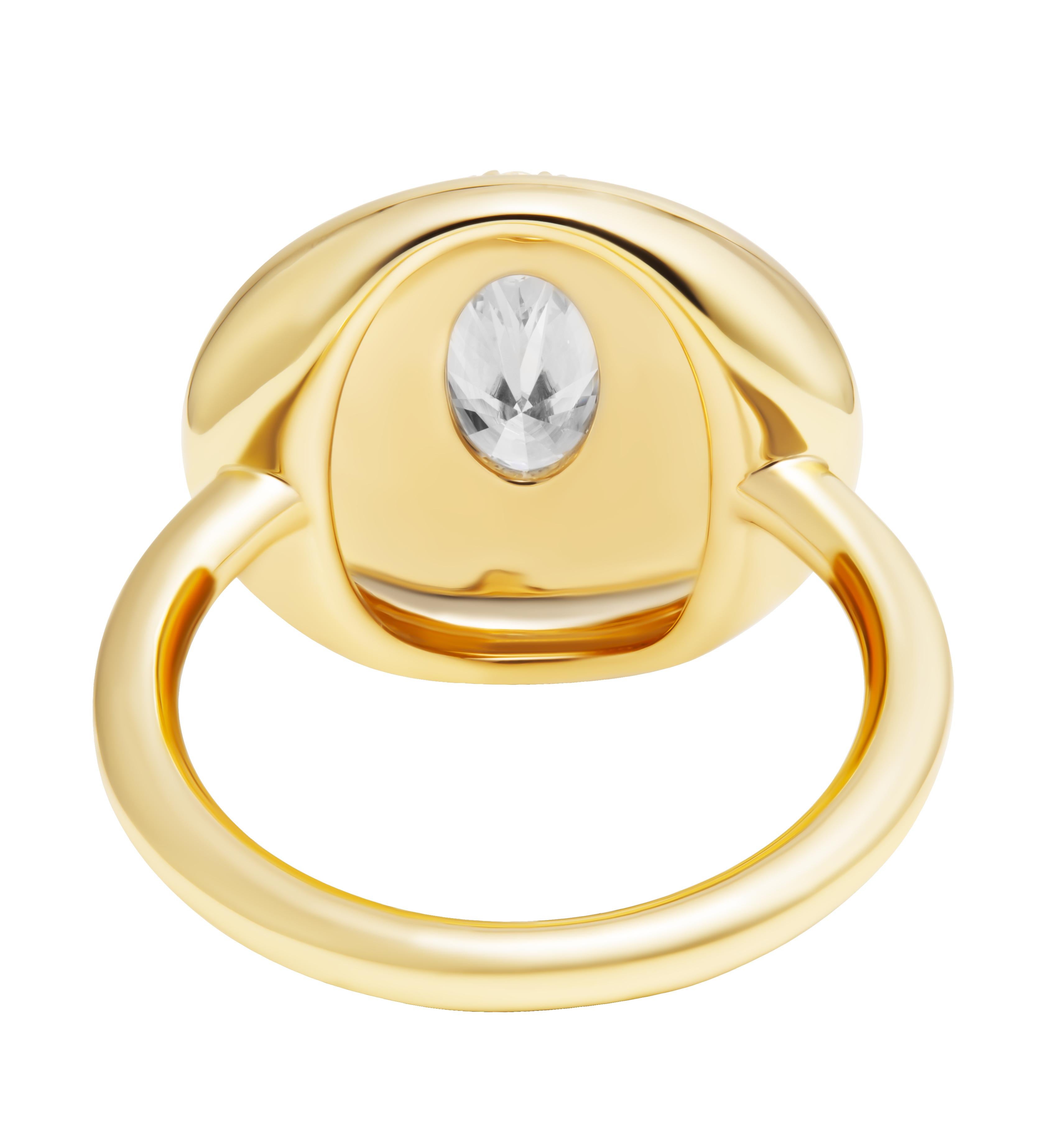 Moderno GIA Anello a bottone con pavè e diamante ovale 1,01ct I SI1 in vendita