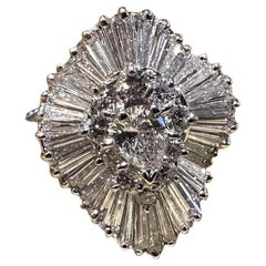 GIA Birnenförmiger D-SI1 Ballerina Natürlicher Diamantring aus Platin